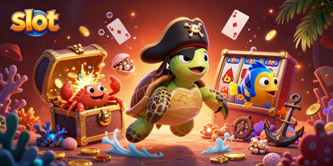 Engage with slots as a pirate turtle and friends uncover treasure beneath the waves.