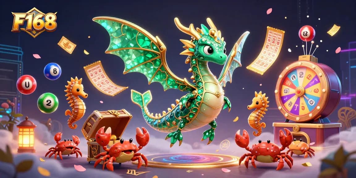 Experience thrilling gameplay at F168 with vibrant characters and exciting lottery elements.
