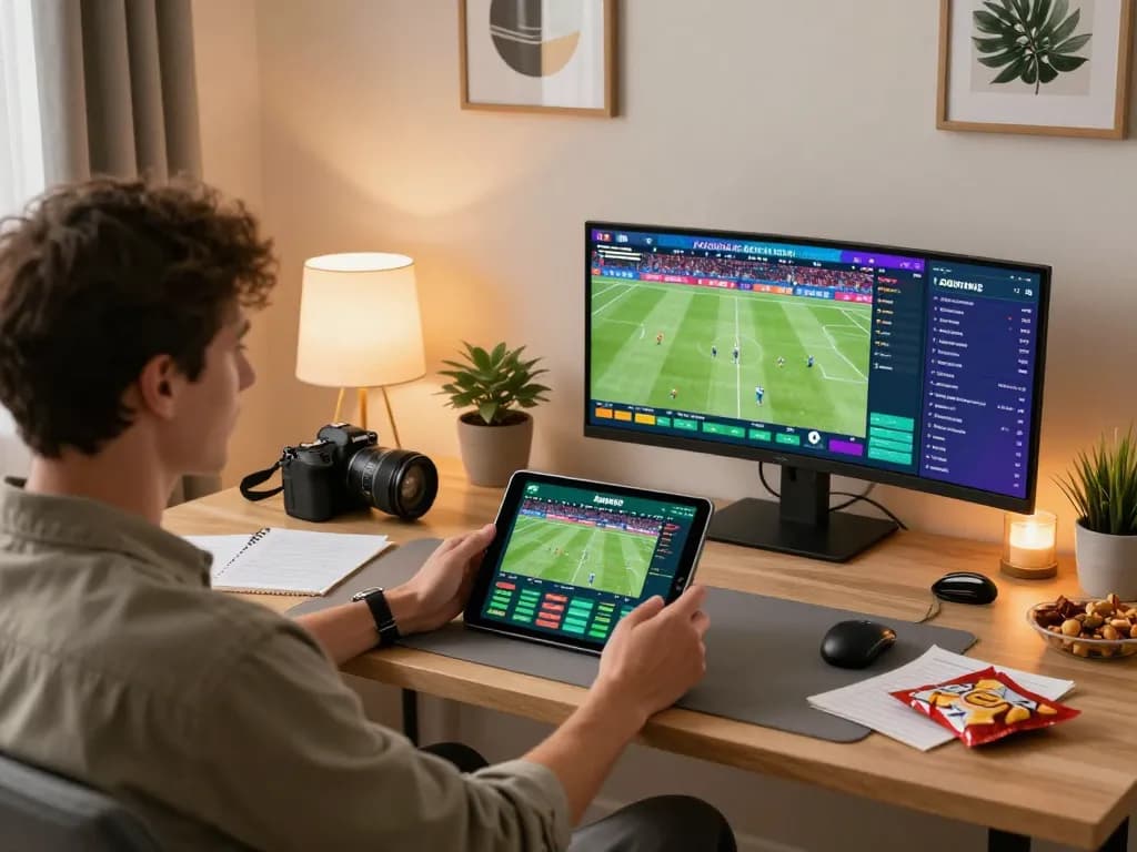 Engaging with ca khia online sports betting app at home, focused atmosphere enhancing responsible gambling.