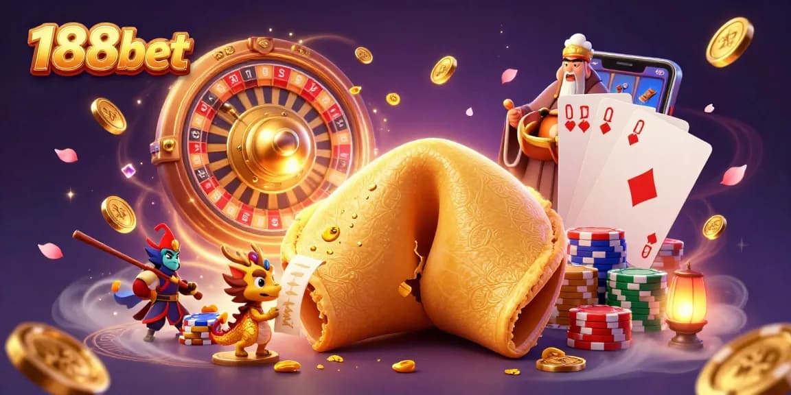 Engage with 188bet's vibrant casino scene featuring lucky symbols and interactive gaming elements.
