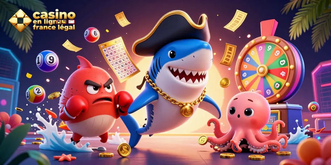Découvrez l'excitation du casino en ligne France légal avec des personnages vibrants et des éléments de jeu animés.
