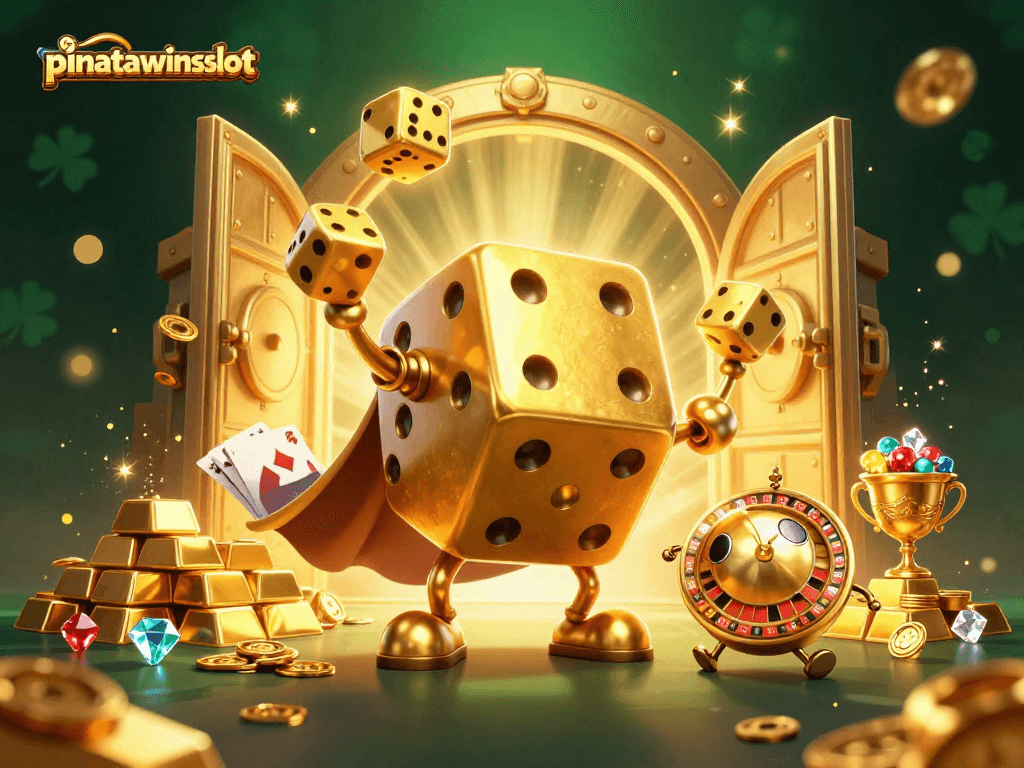Engage in thrilling gameplay with pinatawinsslot, watching golden dice come alive amidst treasures.