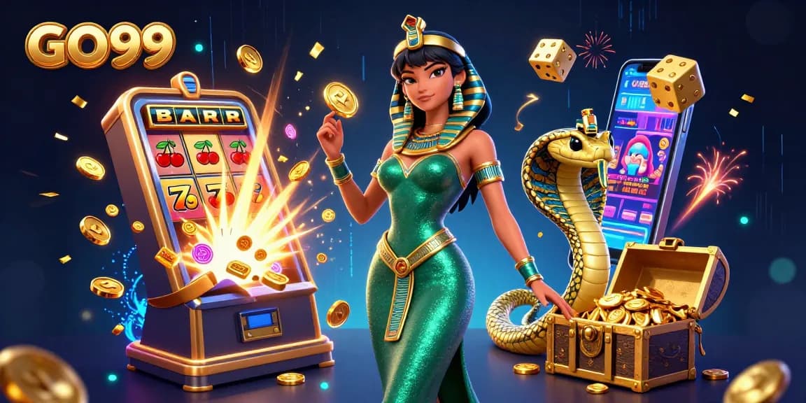 Experience exciting gameplay at GO99 with a dazzling woman and thrilling casino elements.