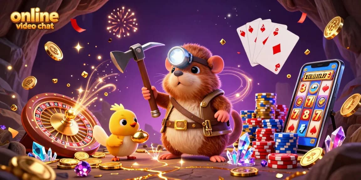 Engage in vibrant online video chat experiences with exciting gambling elements like slot reels and jackpots.