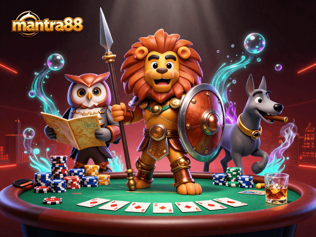 Experience excitement with mantra88 casino action featuring poker stakes and animated characters.