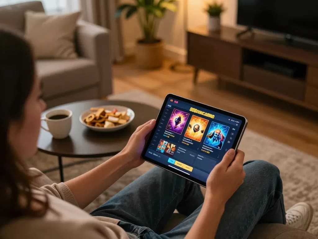 Engaging with the user-friendly 888newcasino online gaming interface in a modern home setting