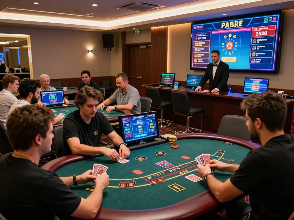 Engaged players enjoying blackjack at OXBET online casino, showcasing dynamic gameplay and interactive dealer.