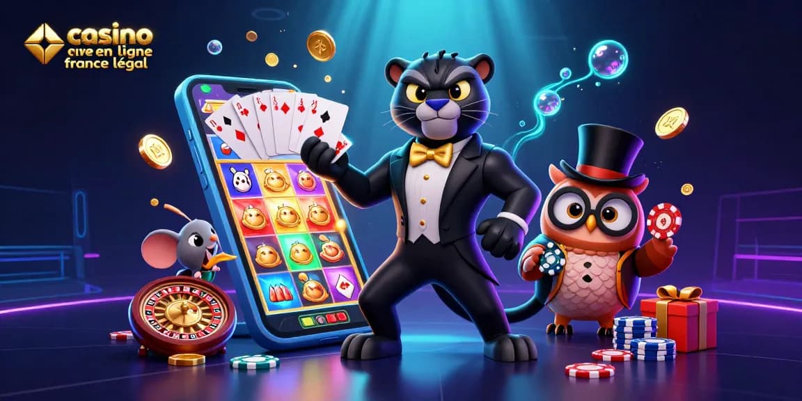 Visualisez l'illustration animée représentant les jeux de casino en ligne France légal.