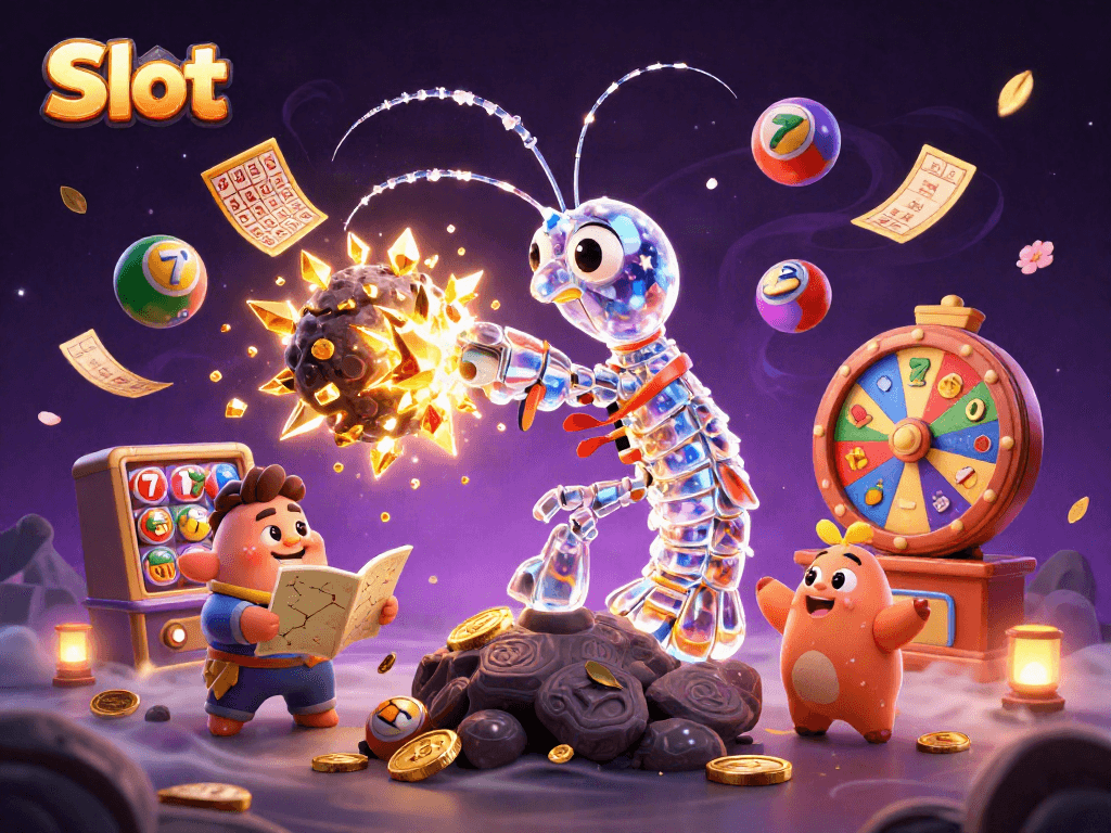 Engage in thrilling Slot gameplay with vibrant prizes and dynamic rewards in this colorful scene.