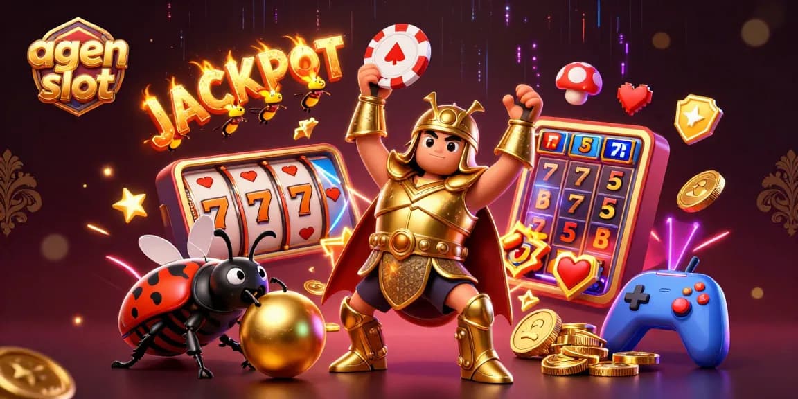 Menang di agen slot dengan jackpot menggiurkan, ditampilkan oleh karakter kartun beruang Hercules dan teman penggulung bola emas.