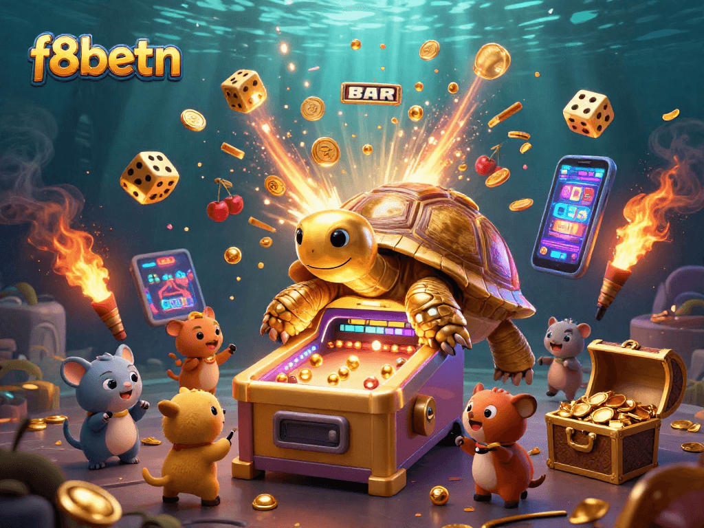 Experience thrilling moments at f8betn with a colorful casino game scene featuring joyous players and magnificent winnings.