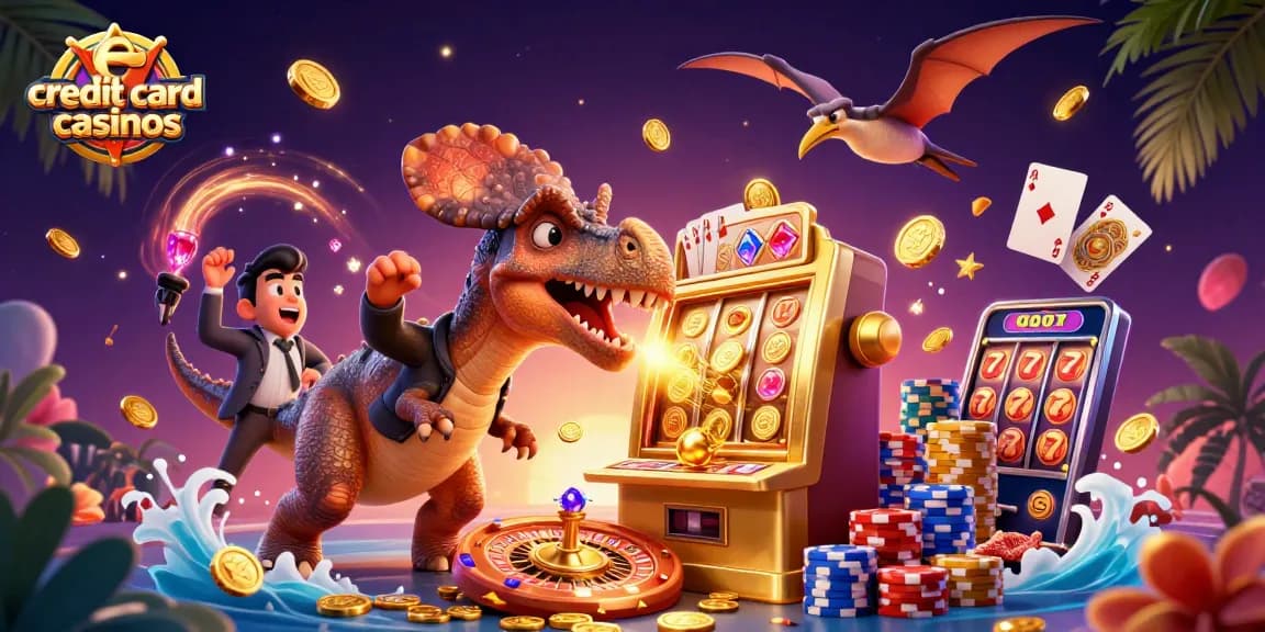 Experience exciting gameplay moments at credit card casinos with this vibrant illustration.