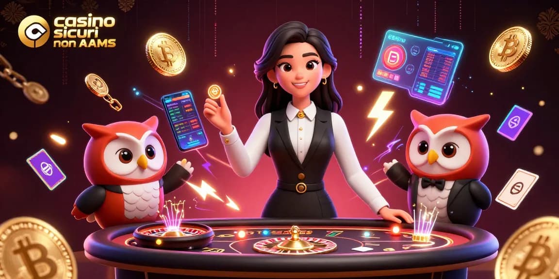 Gioca a giochi entusiasmanti nei casino sicuri non AAMS con un dealer asiatico professionale e un assistente gufo.