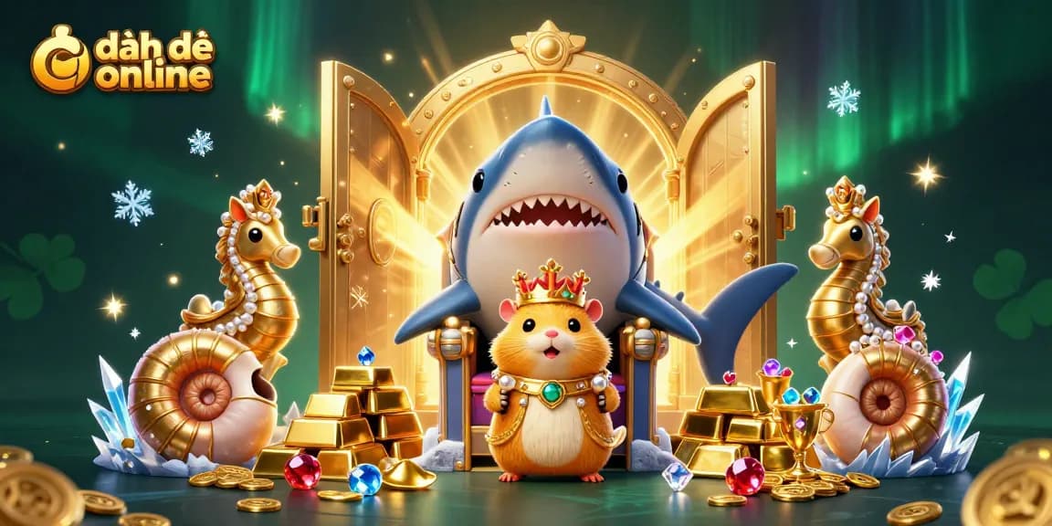 Experience the thrill of đánh đề online with a fierce hamster king and treasure-filled scene.
