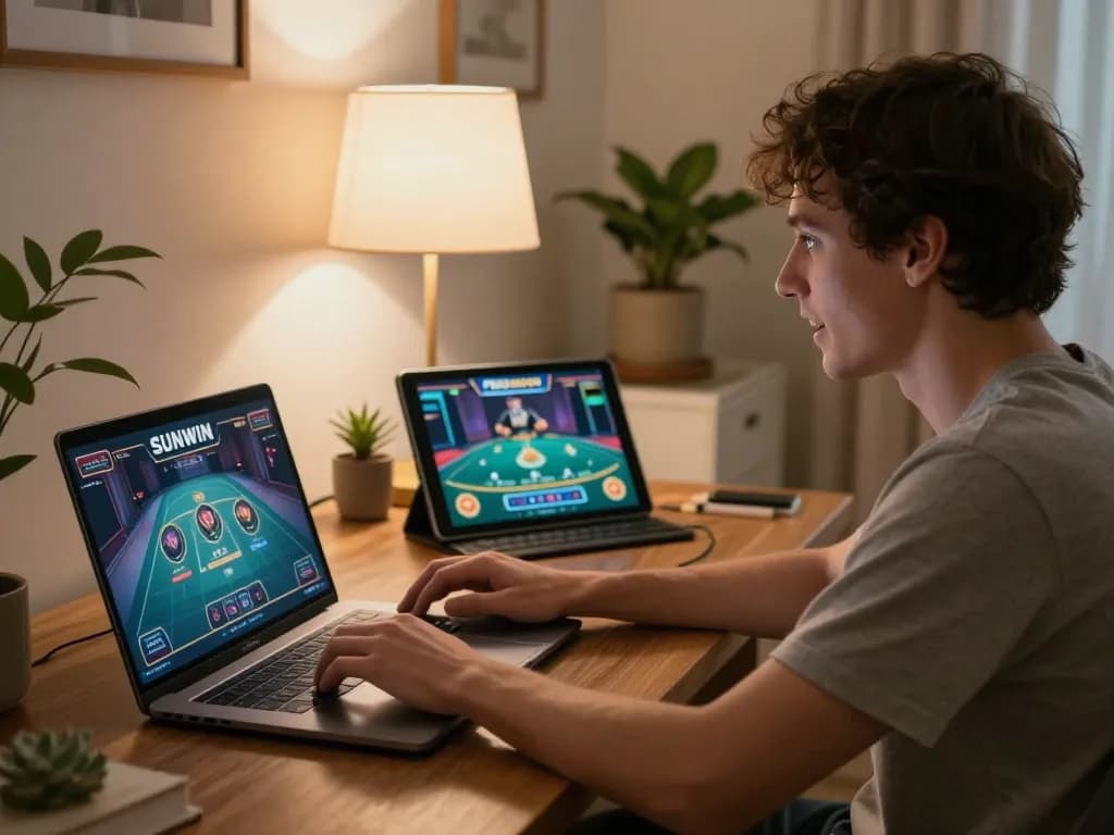 Engaging gameplay experience on SUNWIN app in a cozy home environment