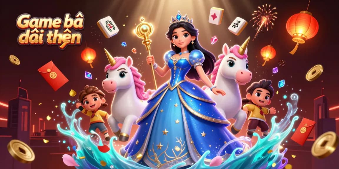 Play and win big in Game bài đổi thưởng with vibrant 3D illustrations and magical elements.
