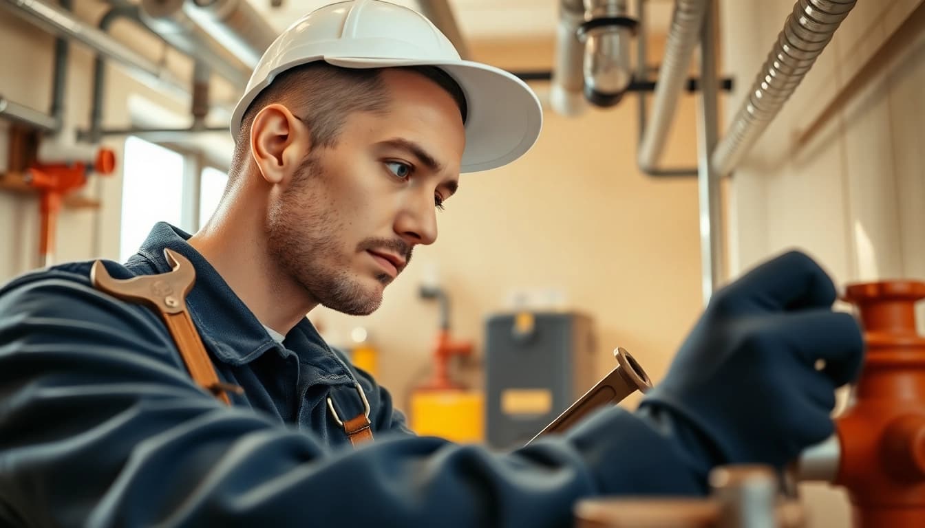 Fachmann von sonni sanitär GmbH bei der Arbeit in einem sauberen, organisierten Arbeitsbereich.