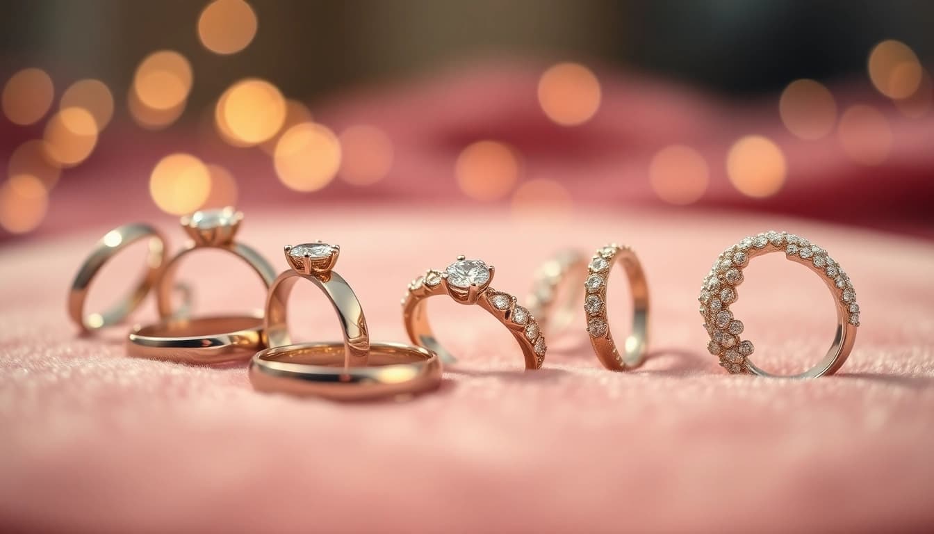 Elegant wedding rings displayed beautifully on velvet, highlighting intricate details.