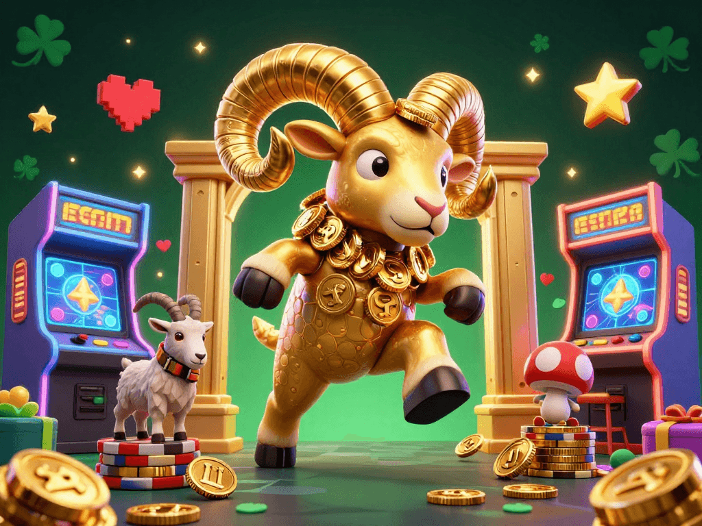 Xoilac showcases a dynamic casino scene with a charging ram and arcade games for gamblers.