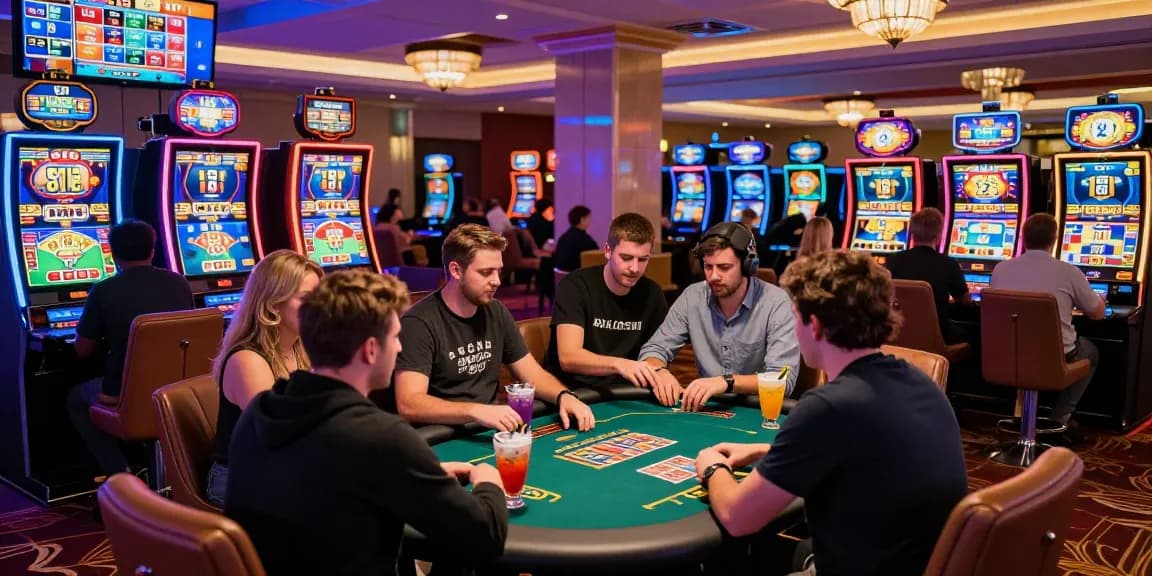 Experience the excitement at credit card casinos UK with players enjoying vibrant games and lively interactions.