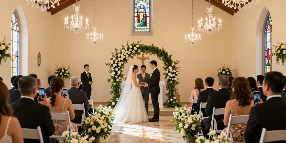rokok88 link for a religious wedding venue showcasing a beautifully decorated chapel during a solemn ceremony.