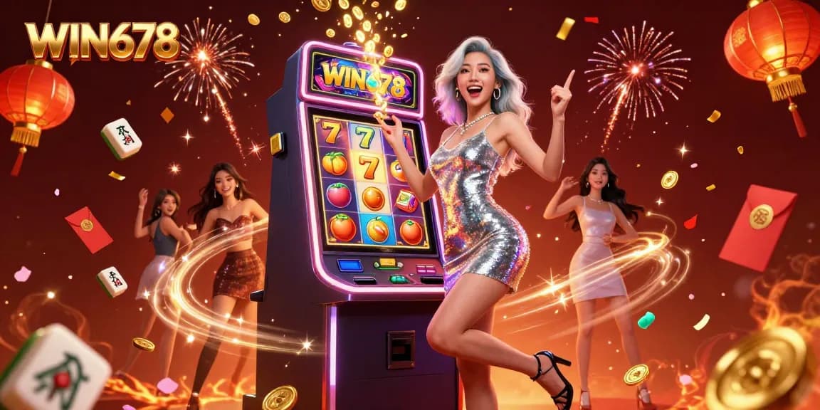 Experience WIN678 excitement with a stunning celebration of jackpots and vibrant casino elements.