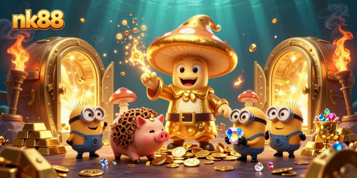 Experience thrilling gameplay at nk88 with a magical 3D scene filled with treasure and fun.