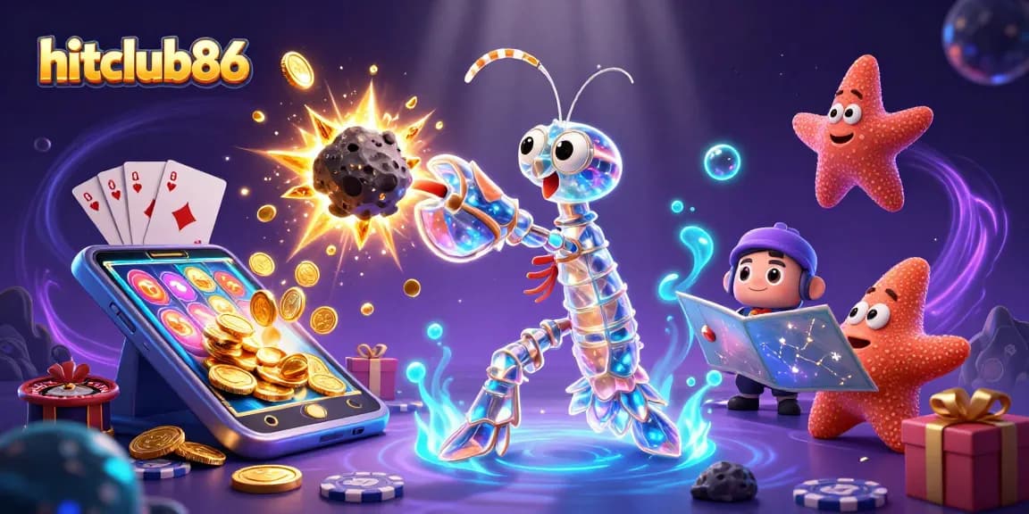 Experience the excitement of hitclub86 with a vibrant 3D illustration of galactic samurai and gaming elements.