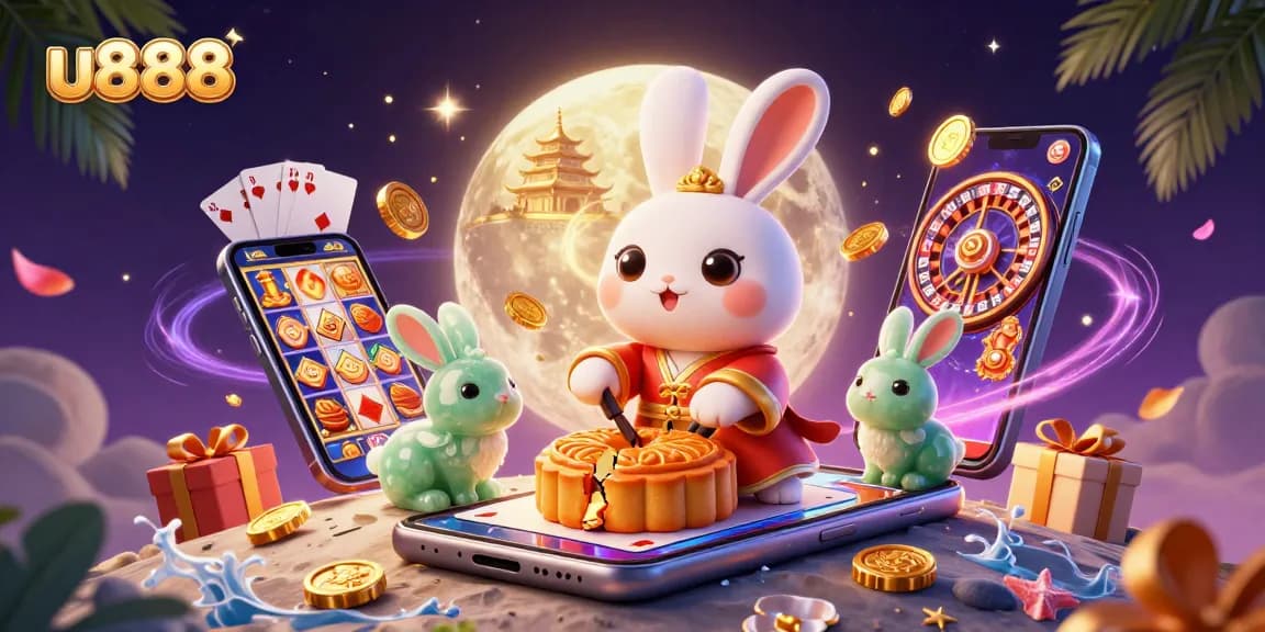 Join the adventure with u888 as the moon rabbit uncovers poker chips in a magical lunar casino.