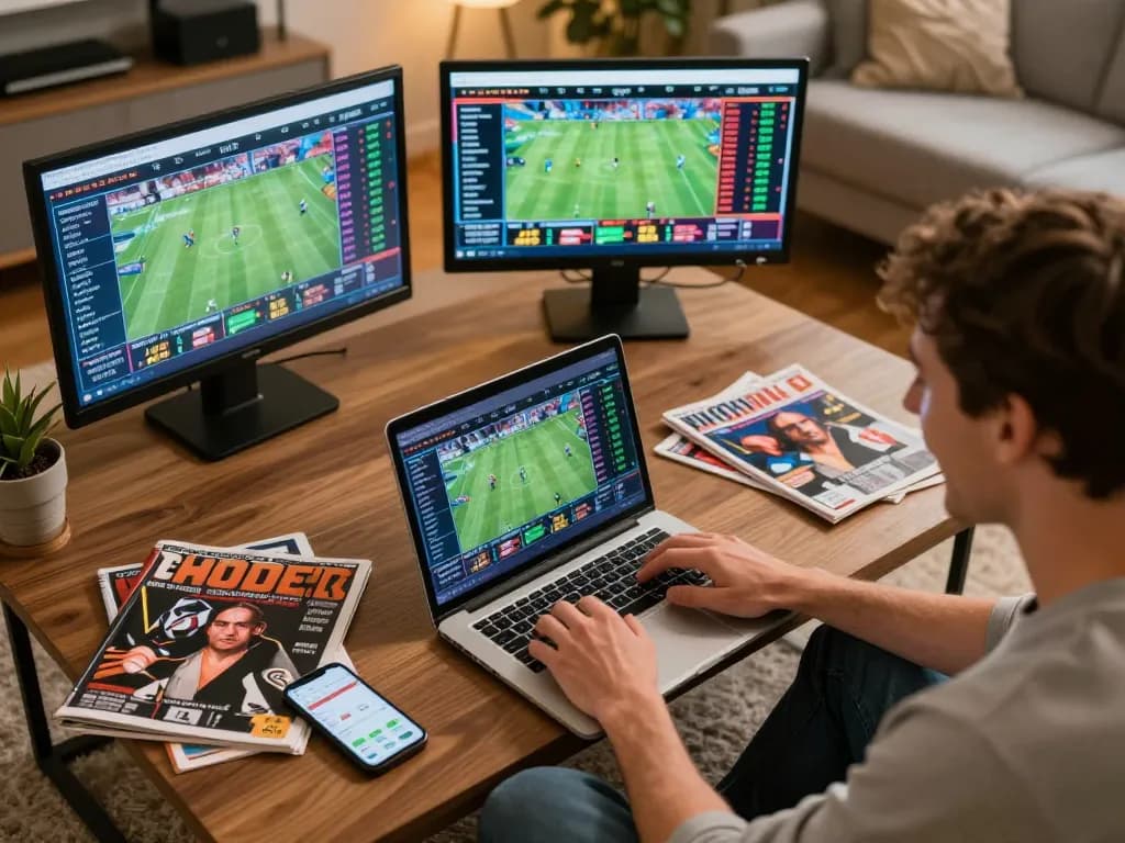 Sports betting session on laptop, showcasing situs togel options and vibrant betting odds.