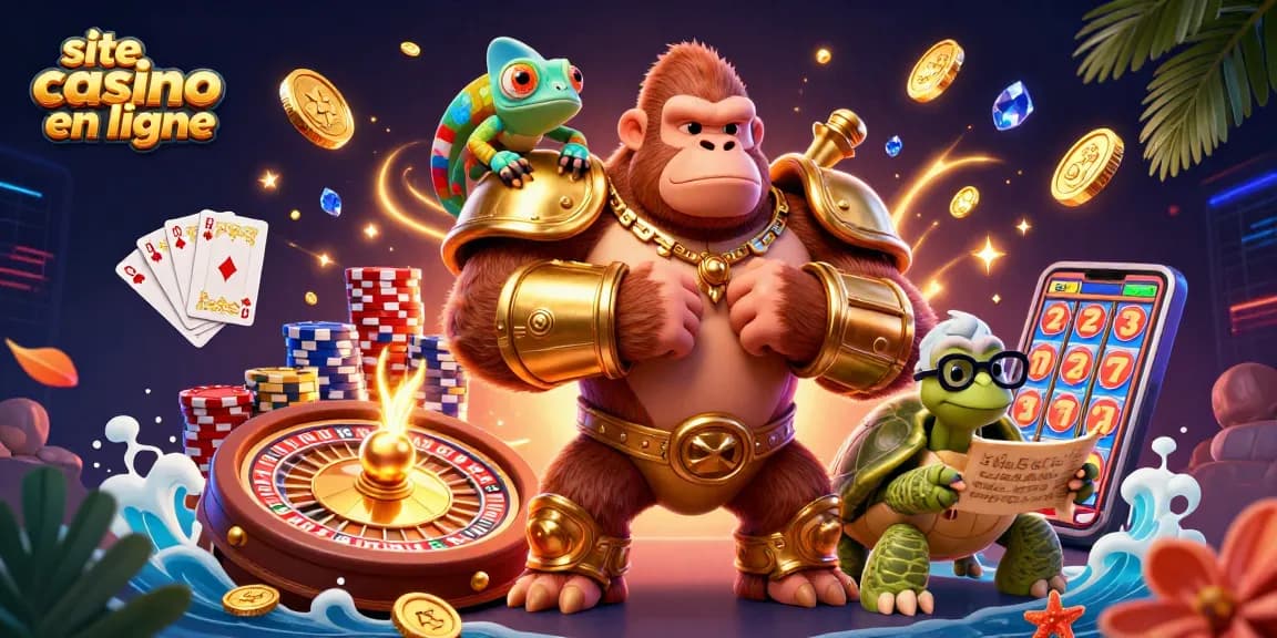 Découvrez site casino en ligne avec une scène vibrante de personnages animés et des éléments de jeu captivants.