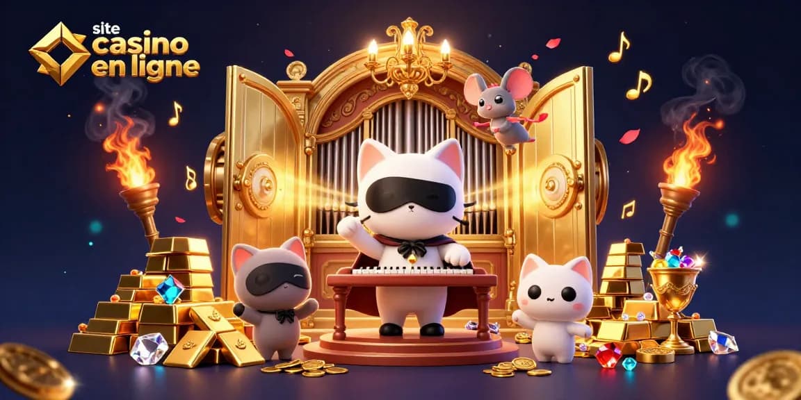 Jouer sur un site casino en ligne avec un chat fantomatique à la pipe d'orgue et des trésors tourbillonnants.