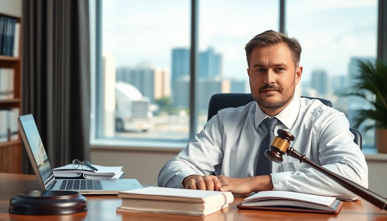 Truck accident attorney Clearwater consulting with clients in a modern office environment.