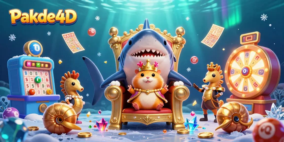 Experience thrilling lottery gaming with Pakde4D featuring a golden hamster king surrounded by vibrant game elements!