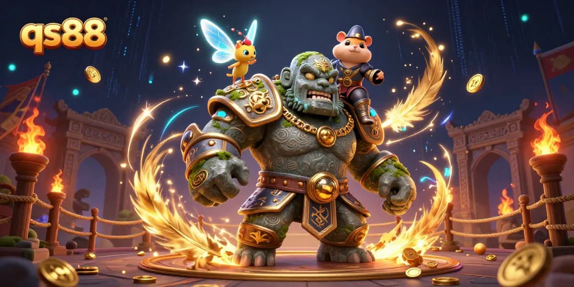 Engage with exciting qs88 gameplay featuring lively characters and dynamic casino elements in an epic scene.
