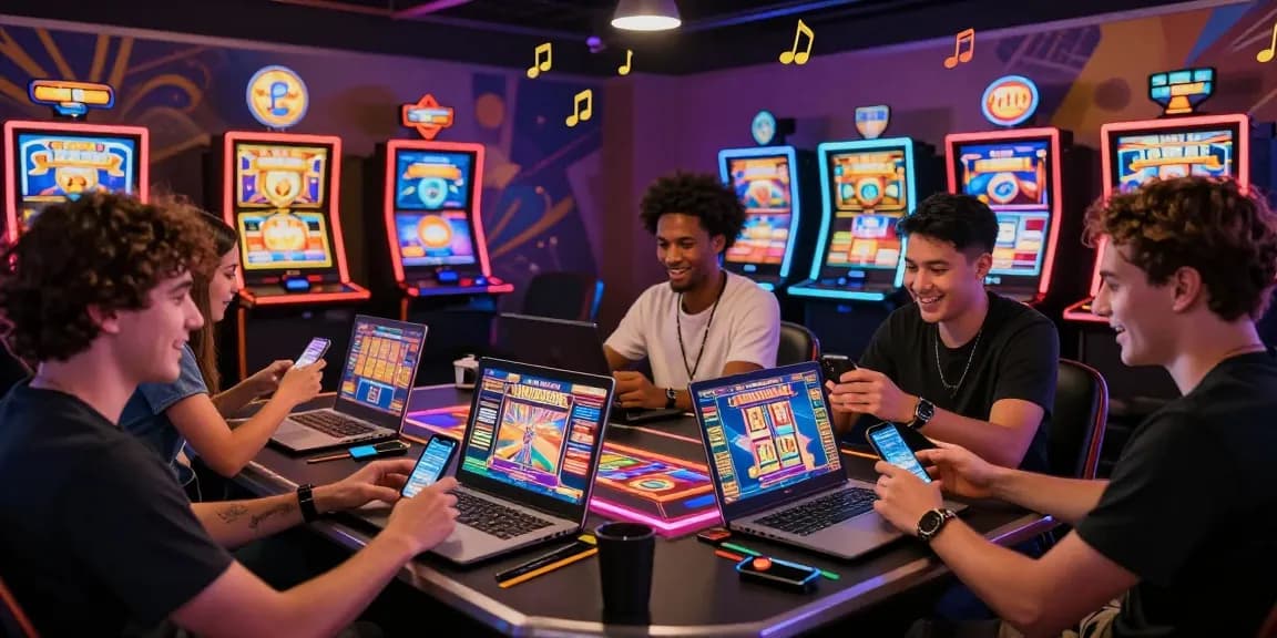 Exciting slot gacor gaming scene with players enjoying online gambling