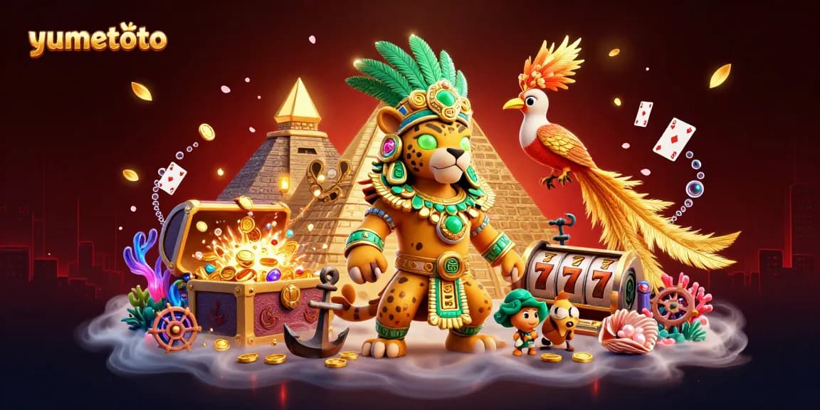 Experience yumetoto's vibrant gaming with a Mayan jaguar priest and exciting slot elements.