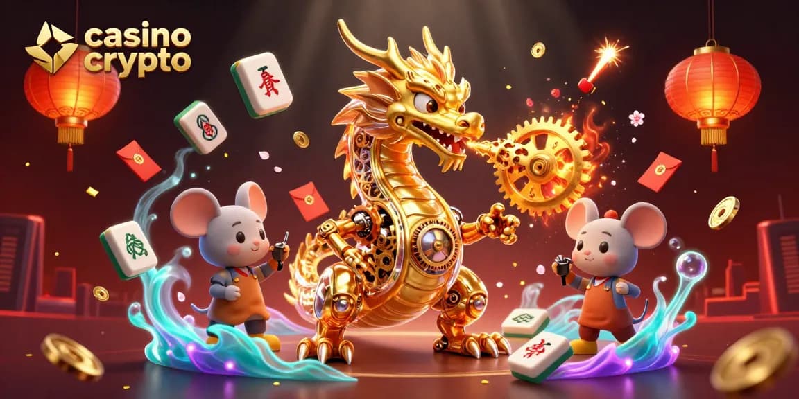 Découvrez les jeux captivants de casino crypto avec un dragon doré et des éléments festifs