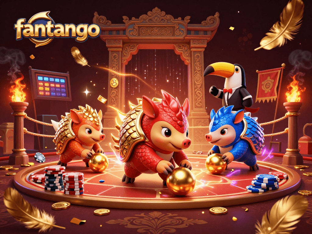 Experience the excitement of fantango with animated pangolins in a vibrant casino setting.