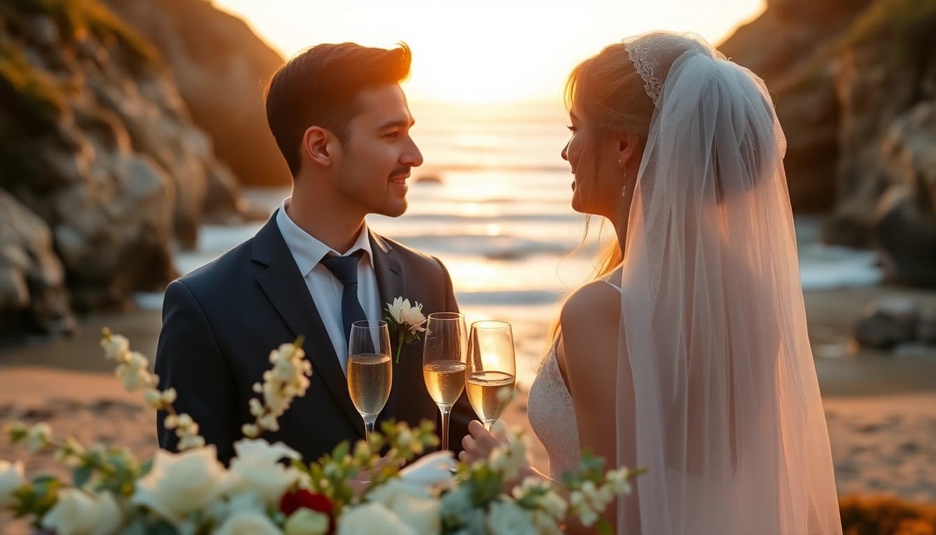 Carmel wedding photography capturing an intimate moment between a couple at a beautiful beach.