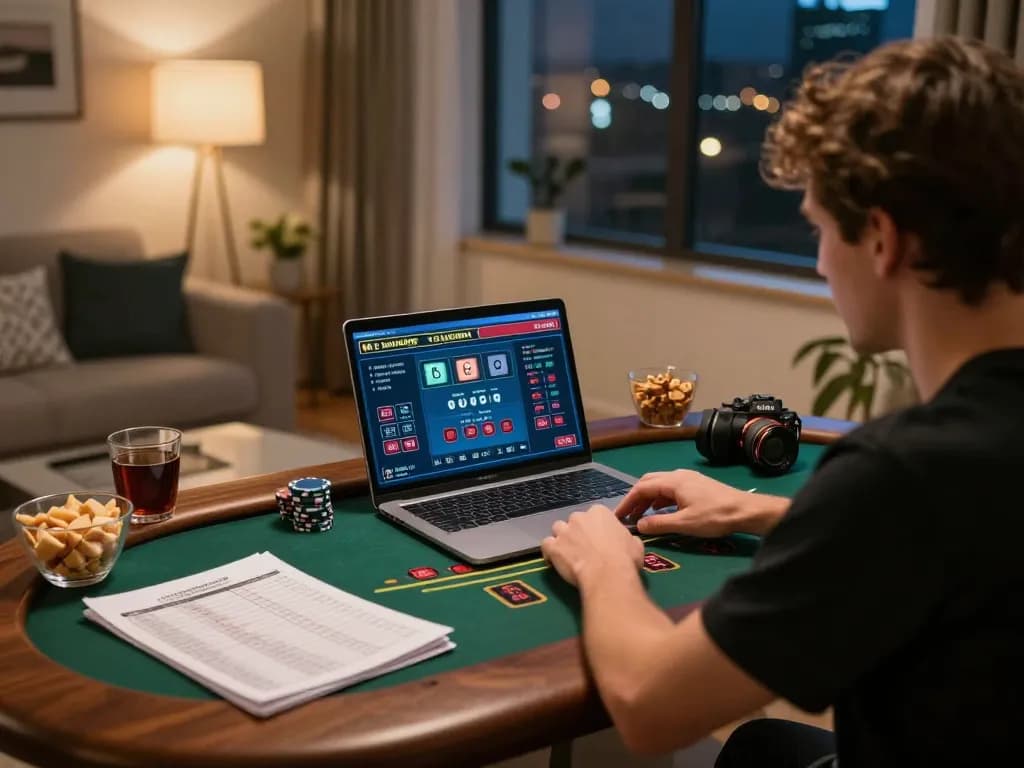 Engaging in live blackjack on kp88, showcasing strategic gameplay at home.