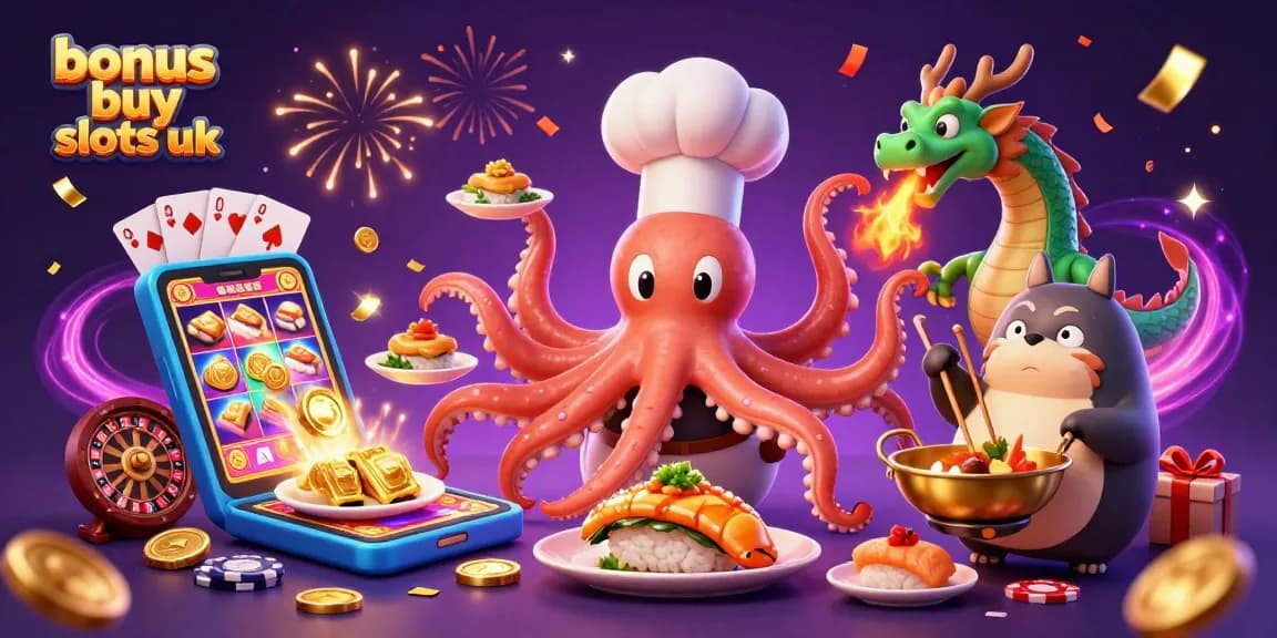 Engage with bonus buy slots uk in an energetic casino scene featuring fun characters and gaming elements.