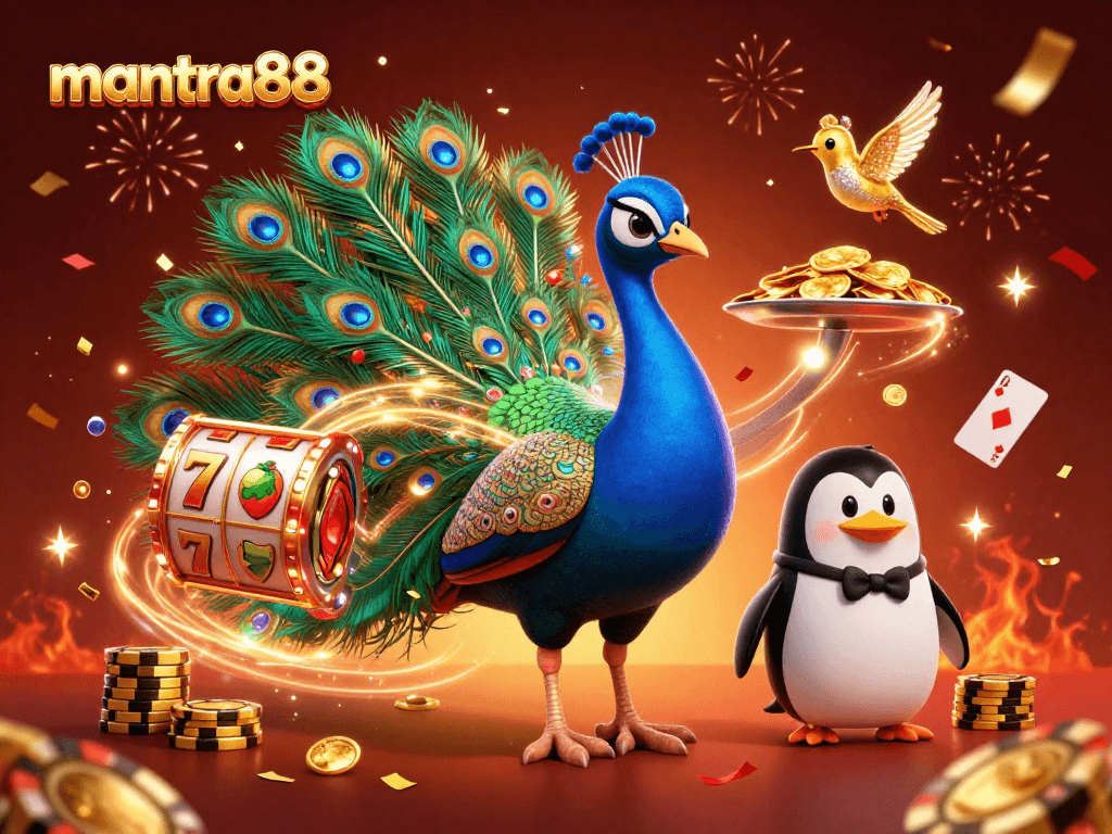 Experience exhilarating moments at mantra88 with a vibrant casino scene featuring 3D characters and dynamic game elements.