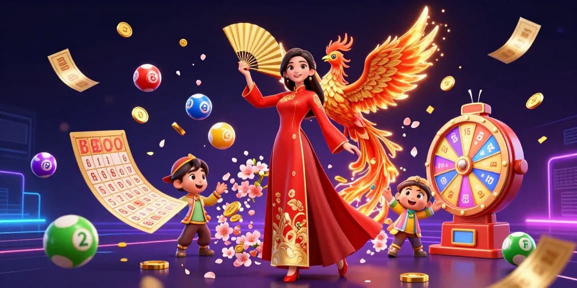 Experience exciting gaming with 23Win. featuring vibrant lottery elements and a captivating scene.