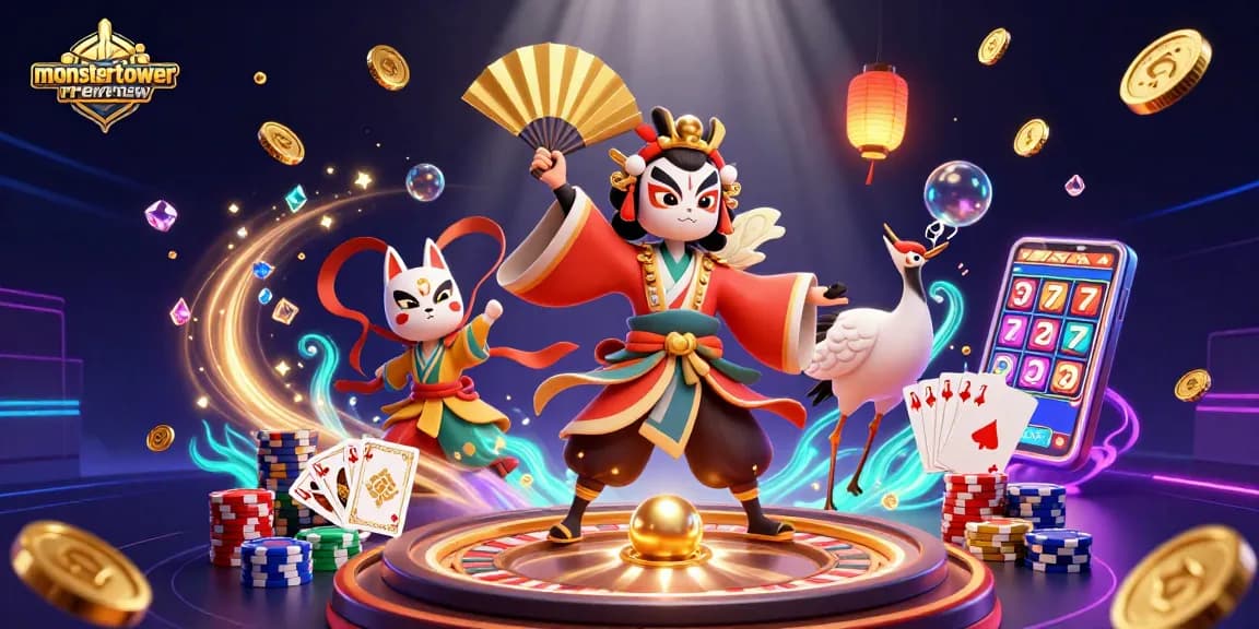 Win big at monstertowerreview with vibrant gameplay elements and stacked poker chips in this dynamic casino scene.