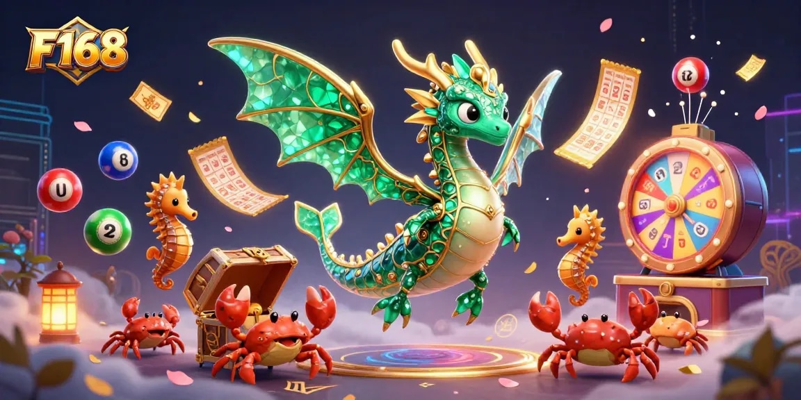 Experience thrilling gameplay at F168 with vibrant characters and exciting lottery elements.