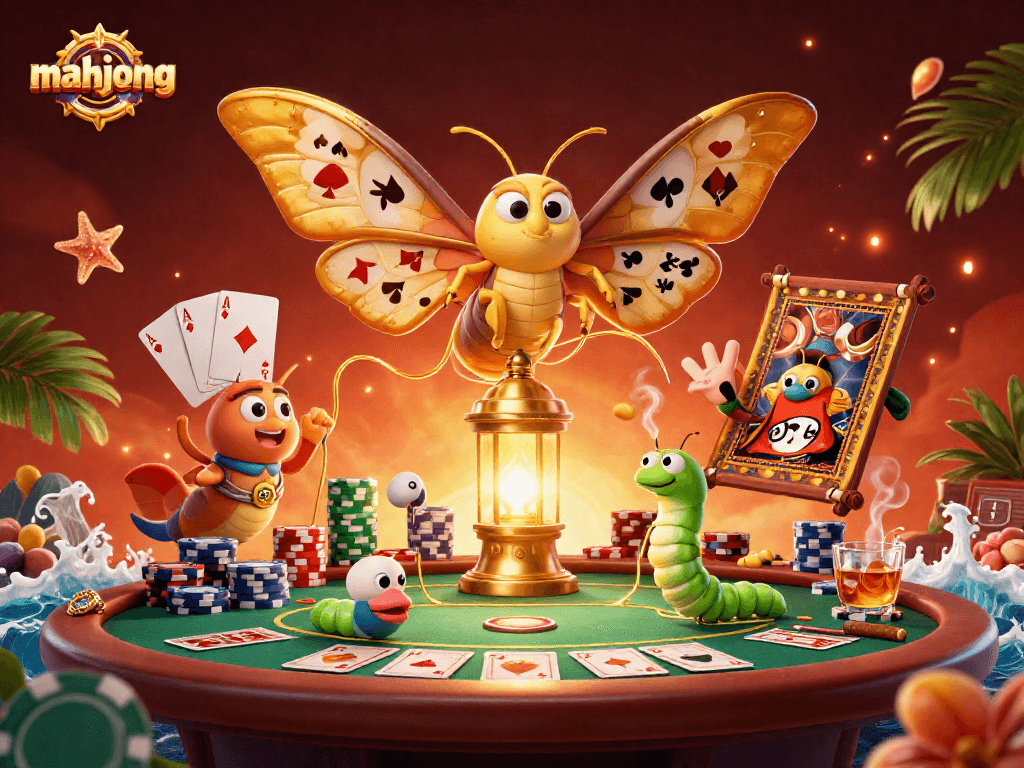 Engage in thrilling mahjong gameplay with vibrant casino elements in a dynamic illustration.