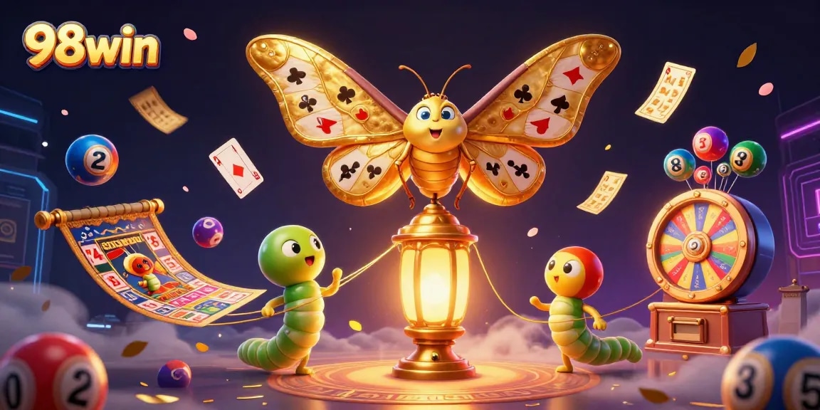 Experience exciting gaming adventures with 98win's vibrant casino scene and jackpot themes.