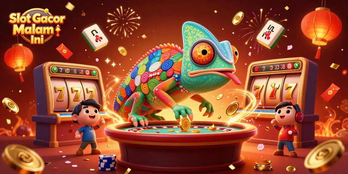 Engage with Slot Gacor Malam Ini in a vibrant casino scene filled with excitement and winning potential.