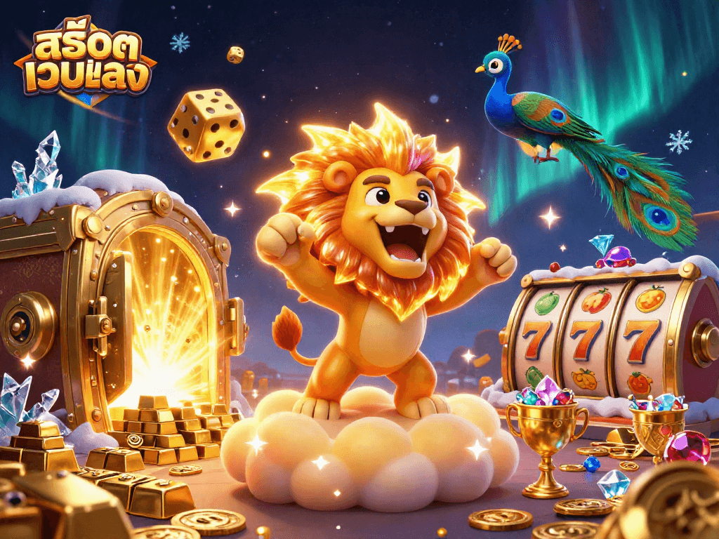 Engage with สล็อตเว็บตรง through our vibrant casino-themed illustration full of winning icons.
